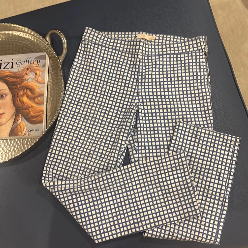 Tory Burch Blue and Ivory Check Stretch denim size 28